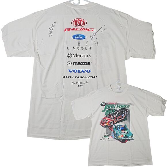 2004 John Force Eric Medlen Bob Tasca Sr Autographs Vintage Shirt Mens XL - Picture 1 of 9